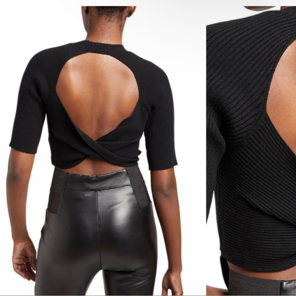 Naadam silk and cashmere knit twist back short sleeve top - Picture 4 of 6